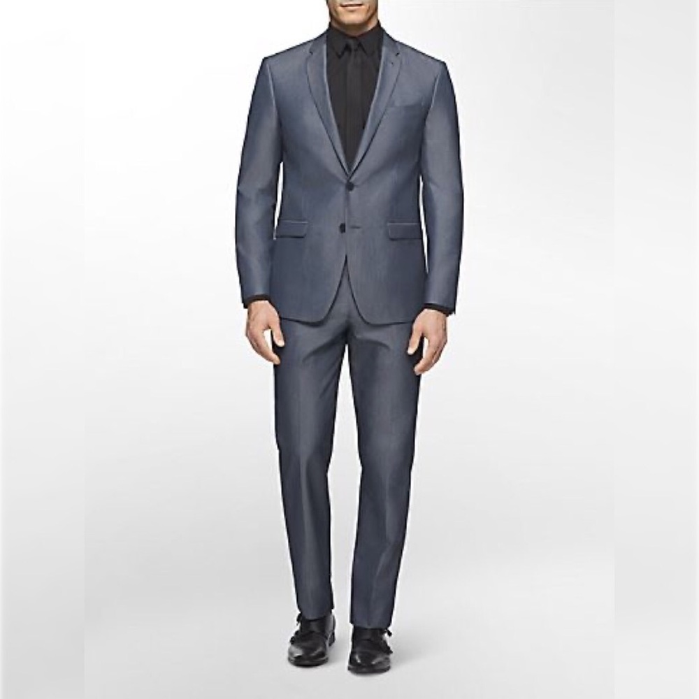 Calvin Klein Slim Fit Stripe Sharkskin Dress Pants